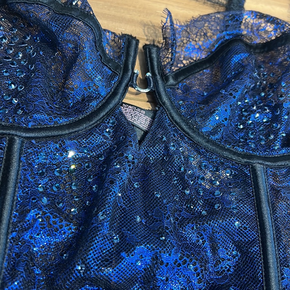 Victoria’s Secret Scandalous Bustier metallic blue foil 36D
